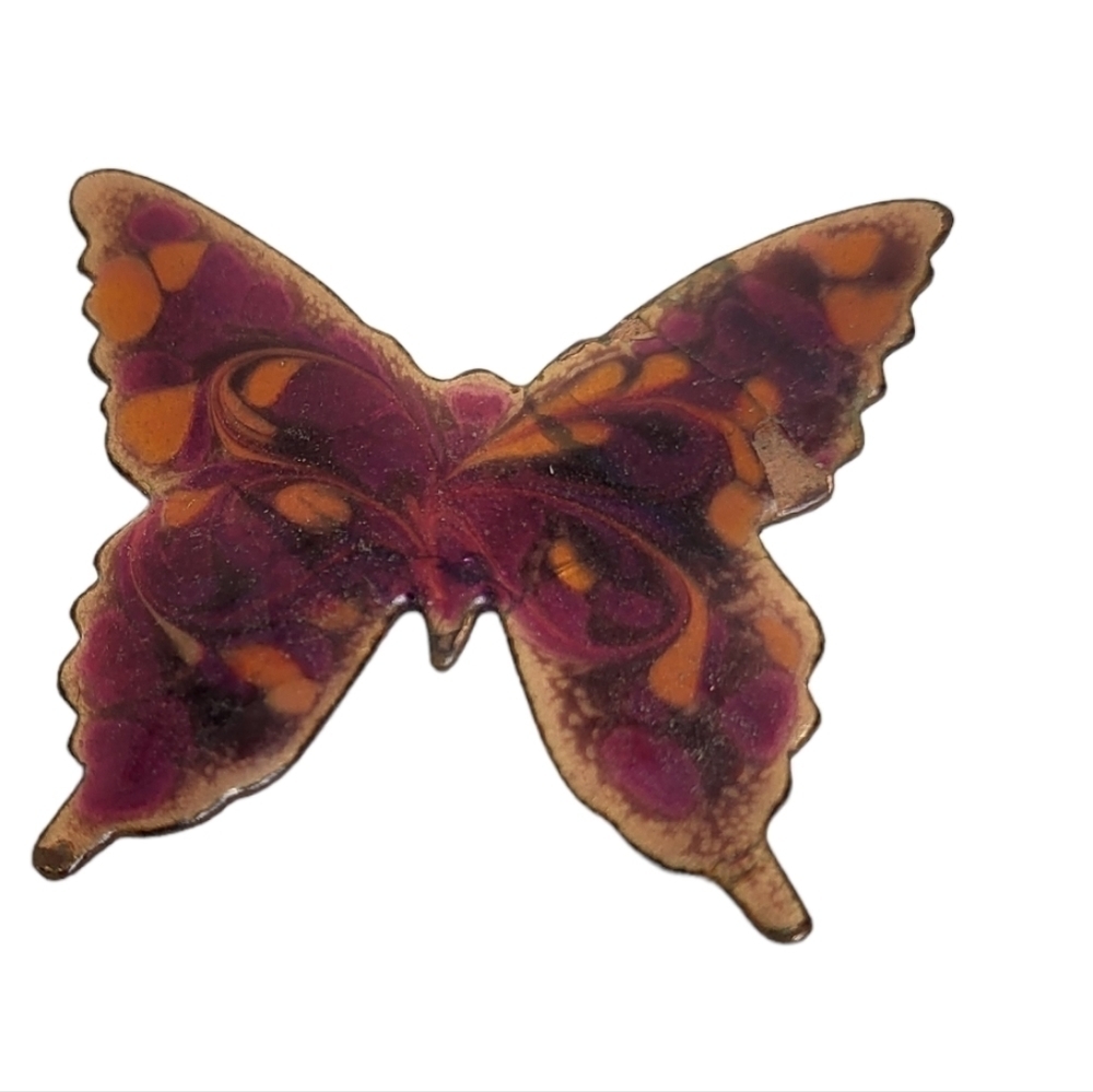 Butterfly Purple Orange Metal Pin